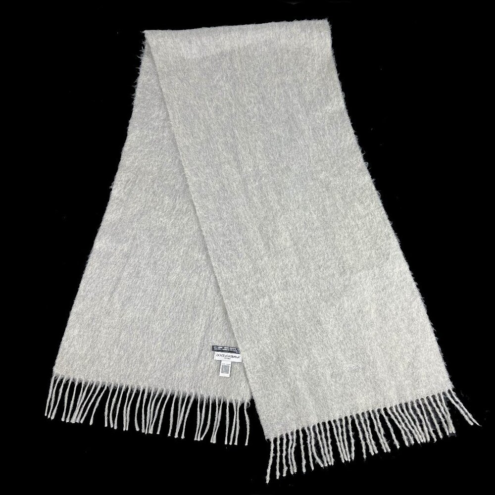 Dolce & Gabbana Cravatte 100% Cashmere Italy Gray Scarf Mens Womens D&G